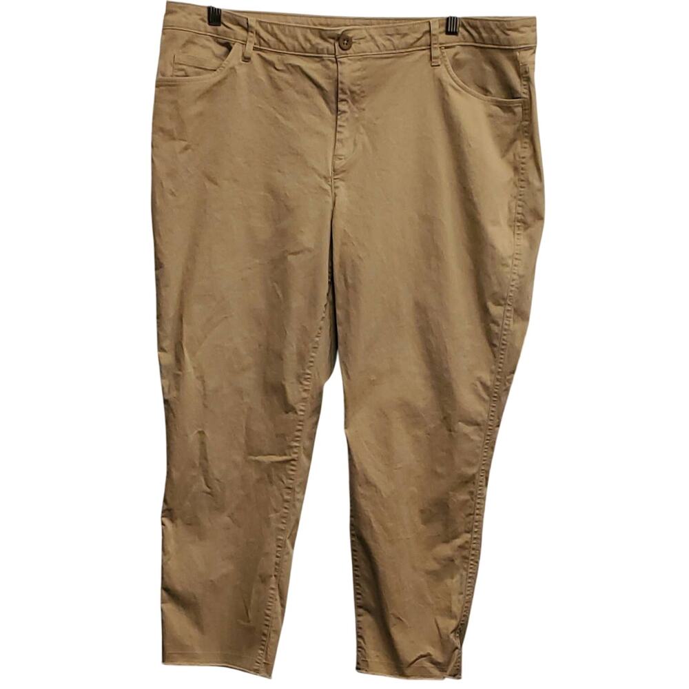 Eddie Bauer Women's Beige Raw Hem Pants Plus Size 16